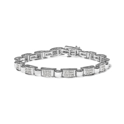 Bracelet en diamant princesse invisible en or blanc 14K - 2,00 cttw