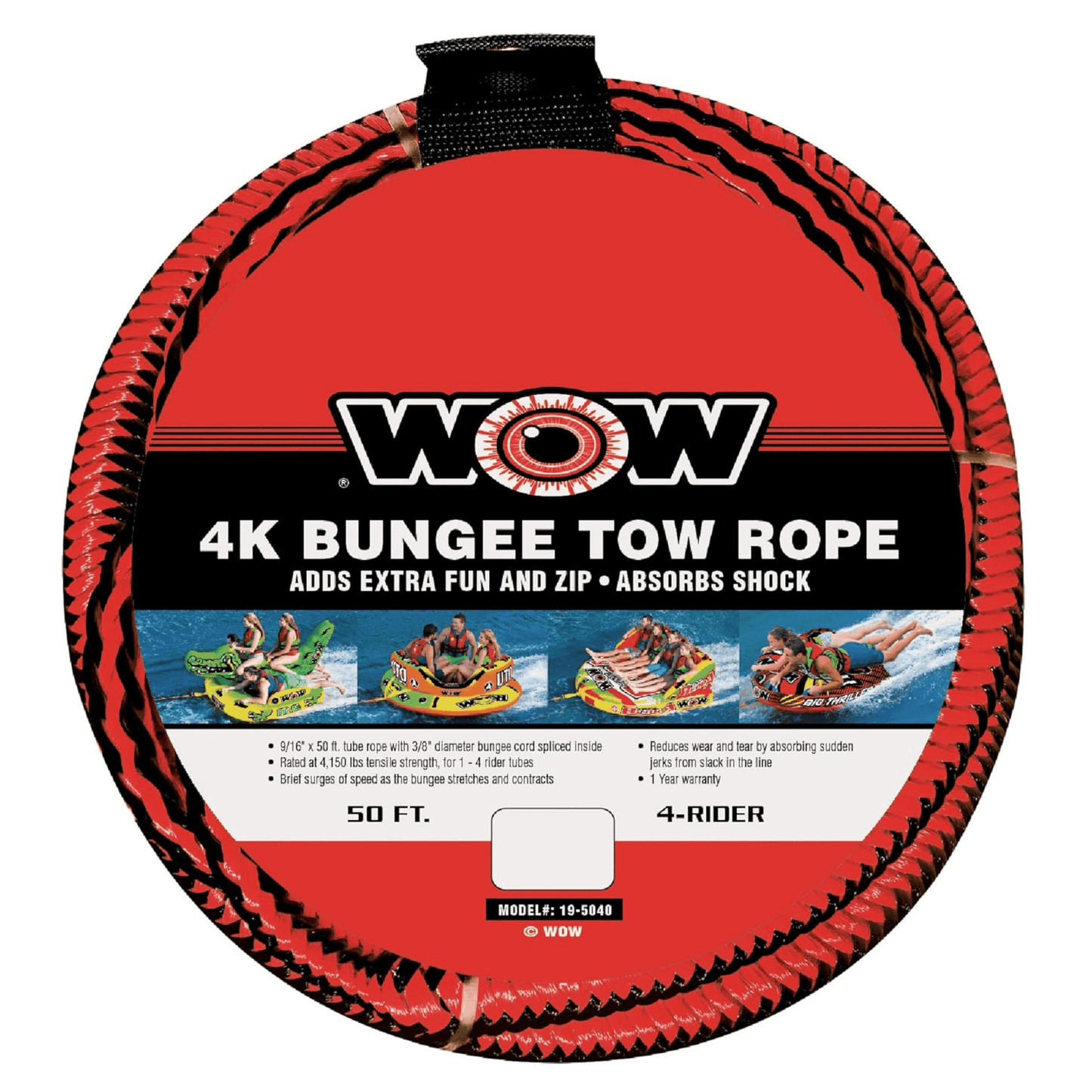 Cuerda de remolque elástica de 50 pies de WOW Watersports para diversión en tubing
