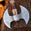 Artisan Crafted Battle Axe: Engraved Dual D2 Steel Blades with Ash Wood Handle and Leather Sheath - Korvel