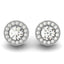 Boucles d'oreilles Halo en Diamant Rond en Or Blanc 14k