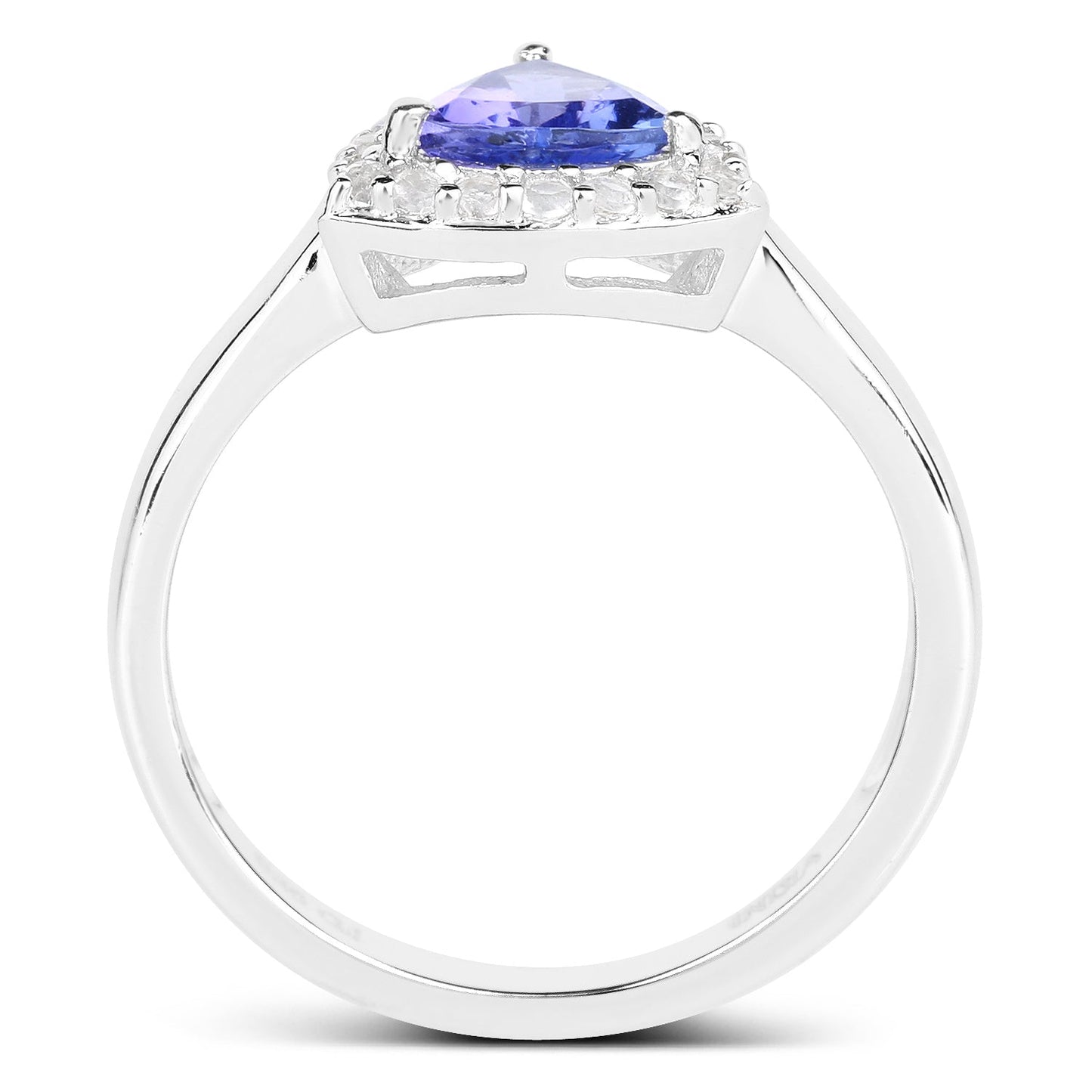 1.02 Carat Genuine Tanzanite and White Topaz Sterling Silver Ring