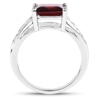 2.99 Carat Genuine Garnet and White Topaz Sterling Silver Ring