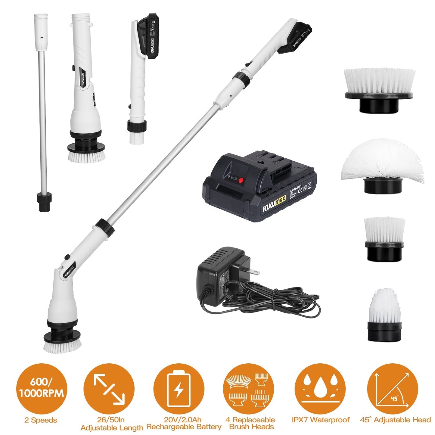 Electric Spin Scrubber - Cordless Handheld Cleaning Brush