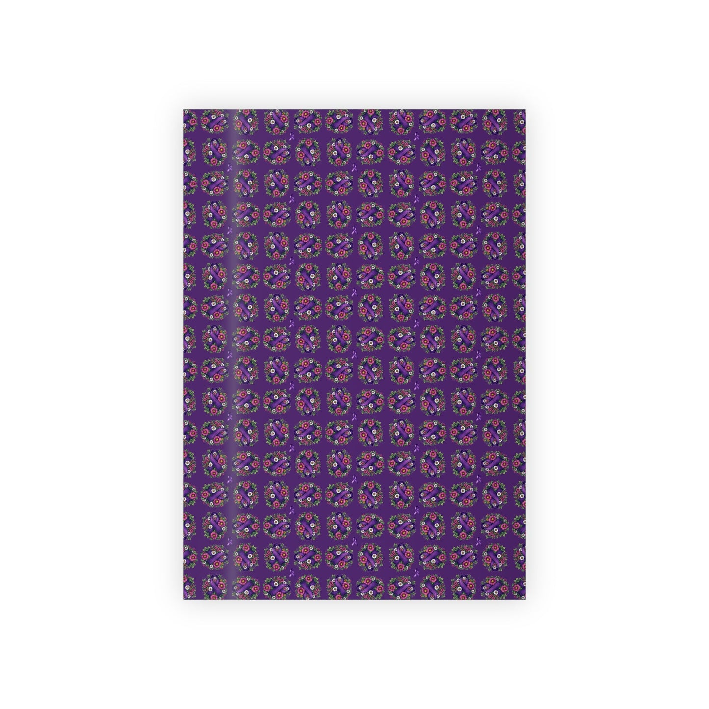 Purple Ribbon & Flowers Gift Wrap Paper Roll