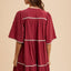Robe à Manches Mi-Longues à Volants avec Détails Contrastés et Franges
