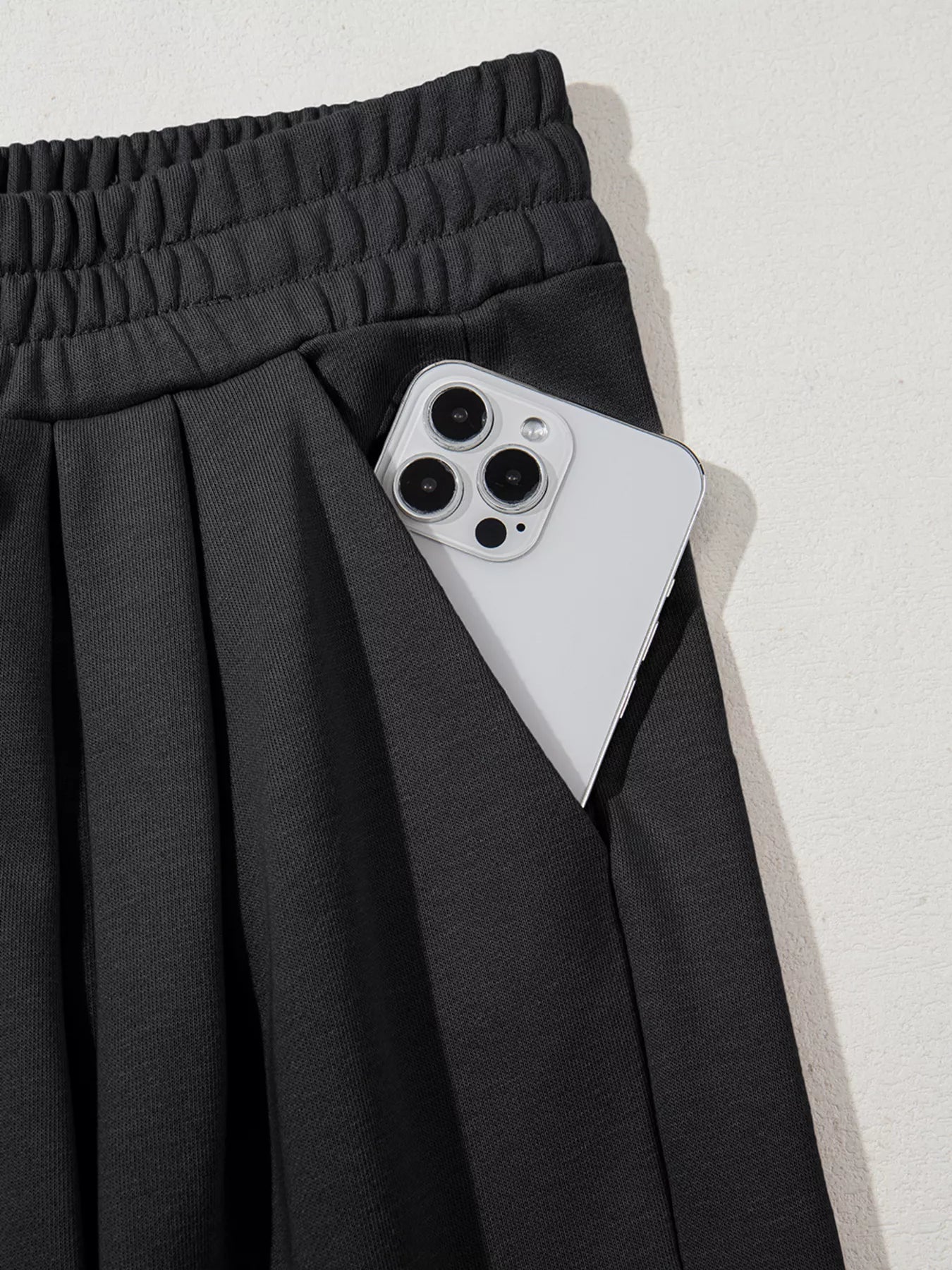 Pantalons de survêtement plissés à taille haute élastique à nouer