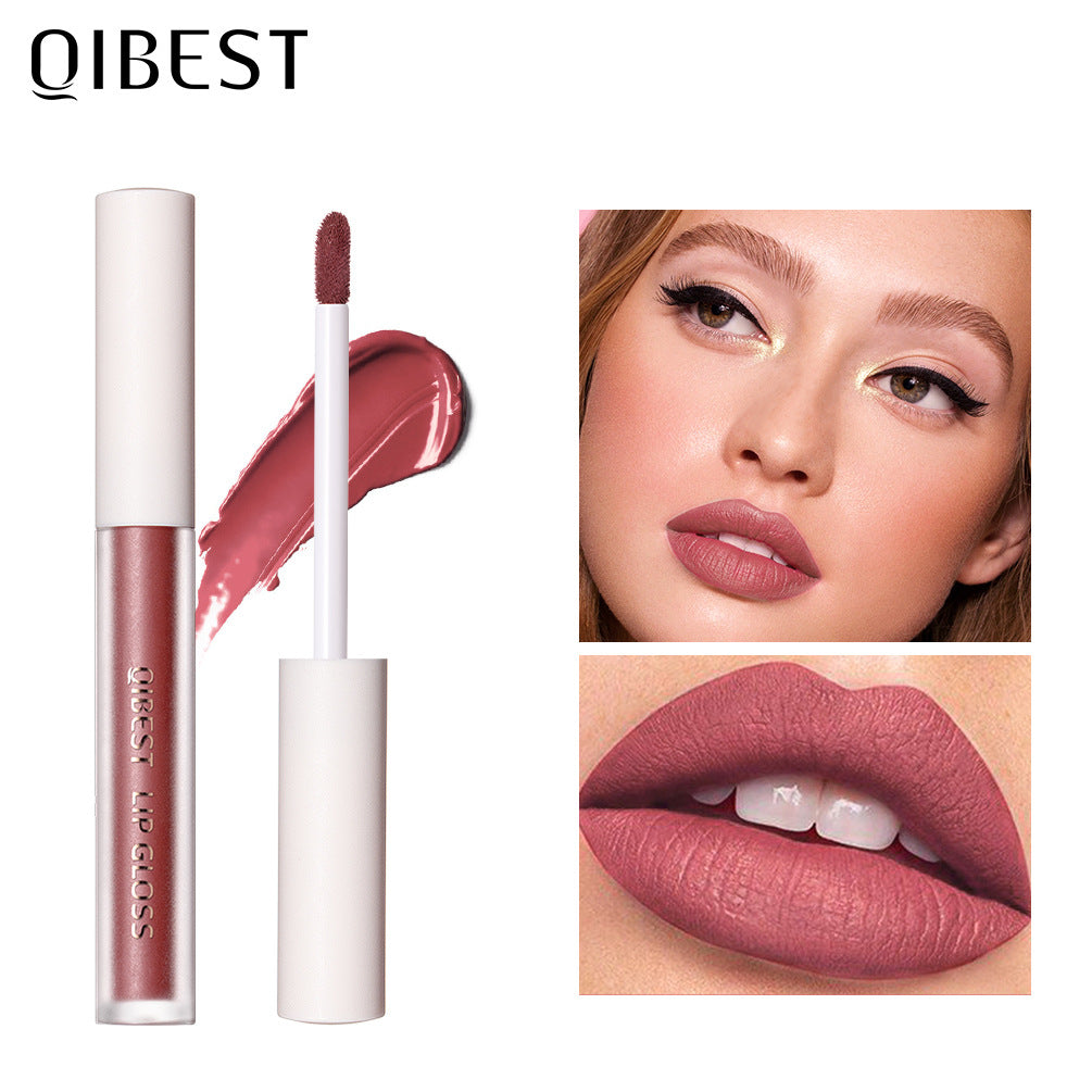 QIBEST Gloss Labial Mate de Terciopelo - Hidratante y No Pegajoso