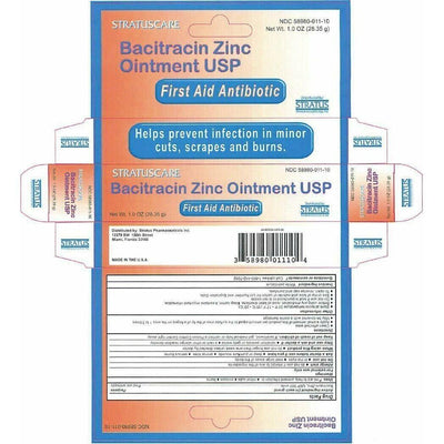 Stratuscare Bacitracin Zinc Ointment - First Aid Antibiotic 1 Oz