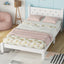 Elegant Twin Bed with Button-Decorated Headboard in White