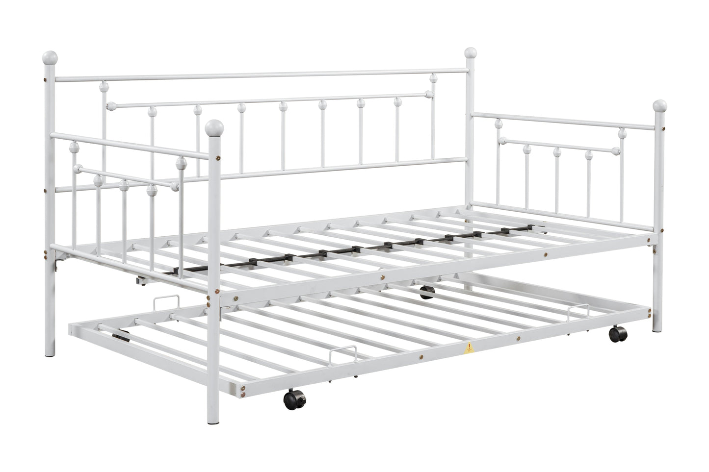 Light Grey Metal Double Bed with Trundle