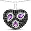 3.19 Carat Genuine Amethyst and Black Spinel Pendant in Sterling Silver