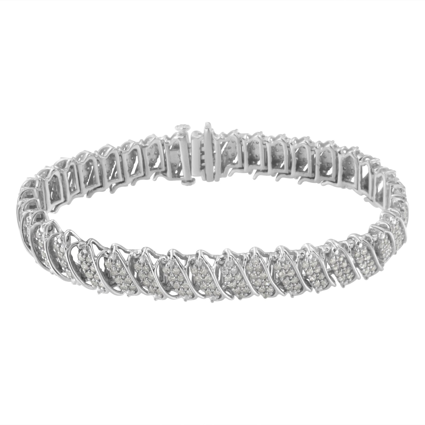 Bracelet de tennis en argent sterling .925 avec diamants de 3,0 cttw en plusieurs rangées