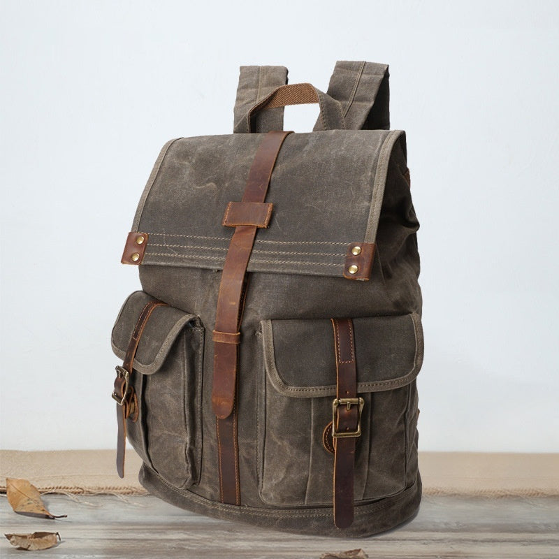 Sac à dos de voyage en toile cirée vintage pour hommes
