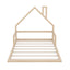 Full Size Wood Floor Bed with House-shaped Headboard  Natural - Korvel