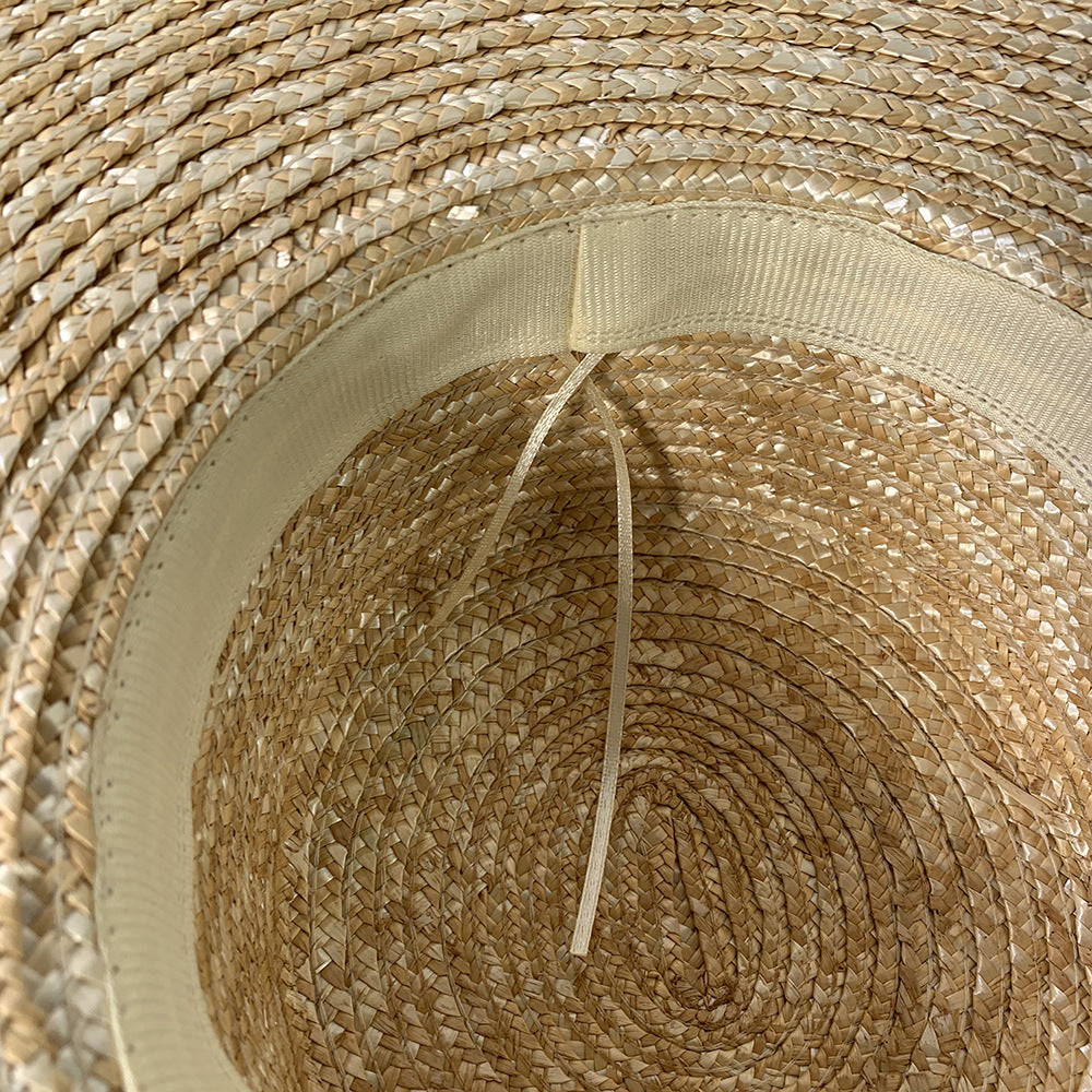 Seaside Sunshade Large Brim Flat Top Straw Sun Hat