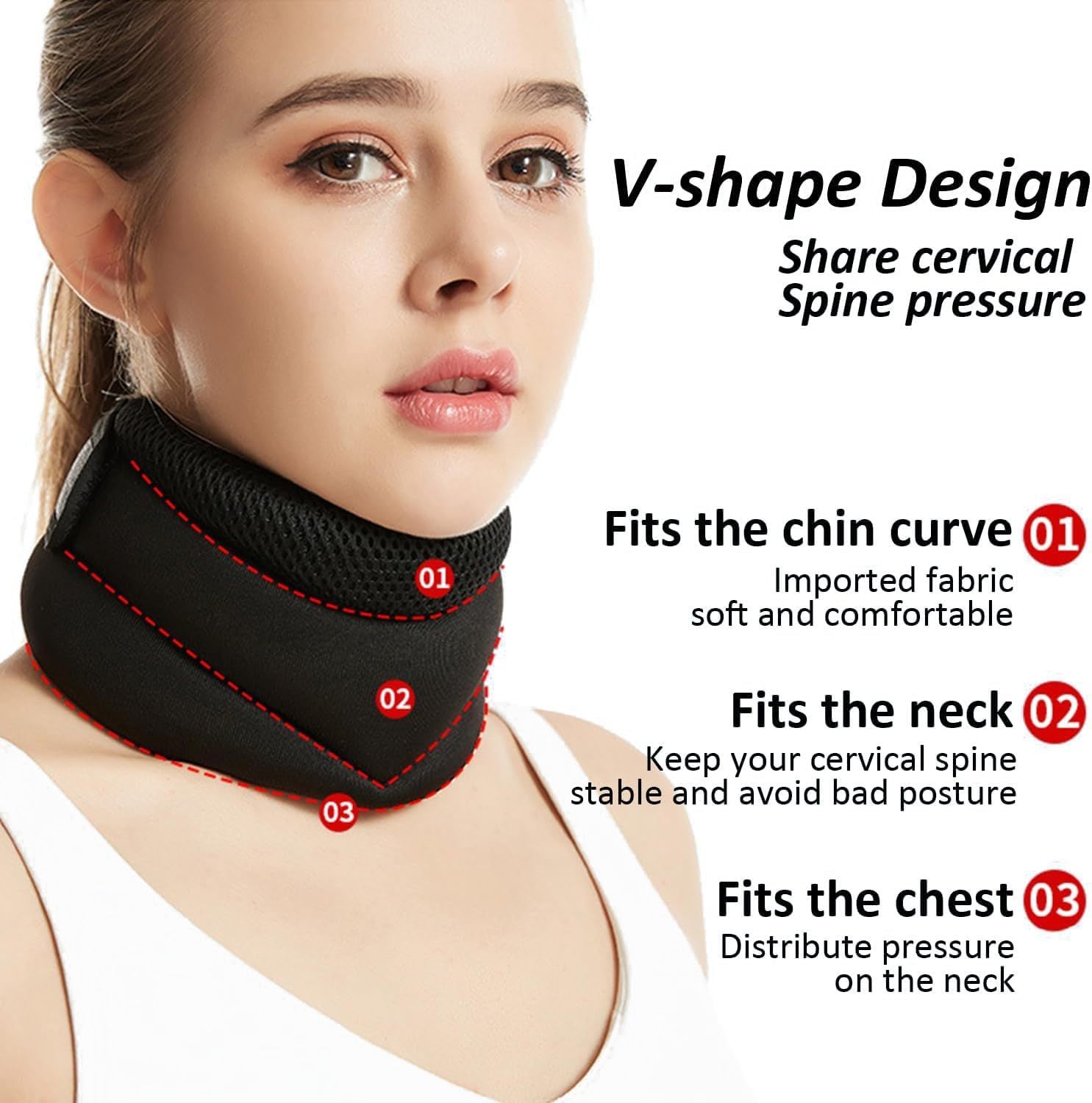 Three layer sponge neck support, breathable, high elasticity, anti bowing, forward leaning, cervical neck decompression, office neck cover - Korvel