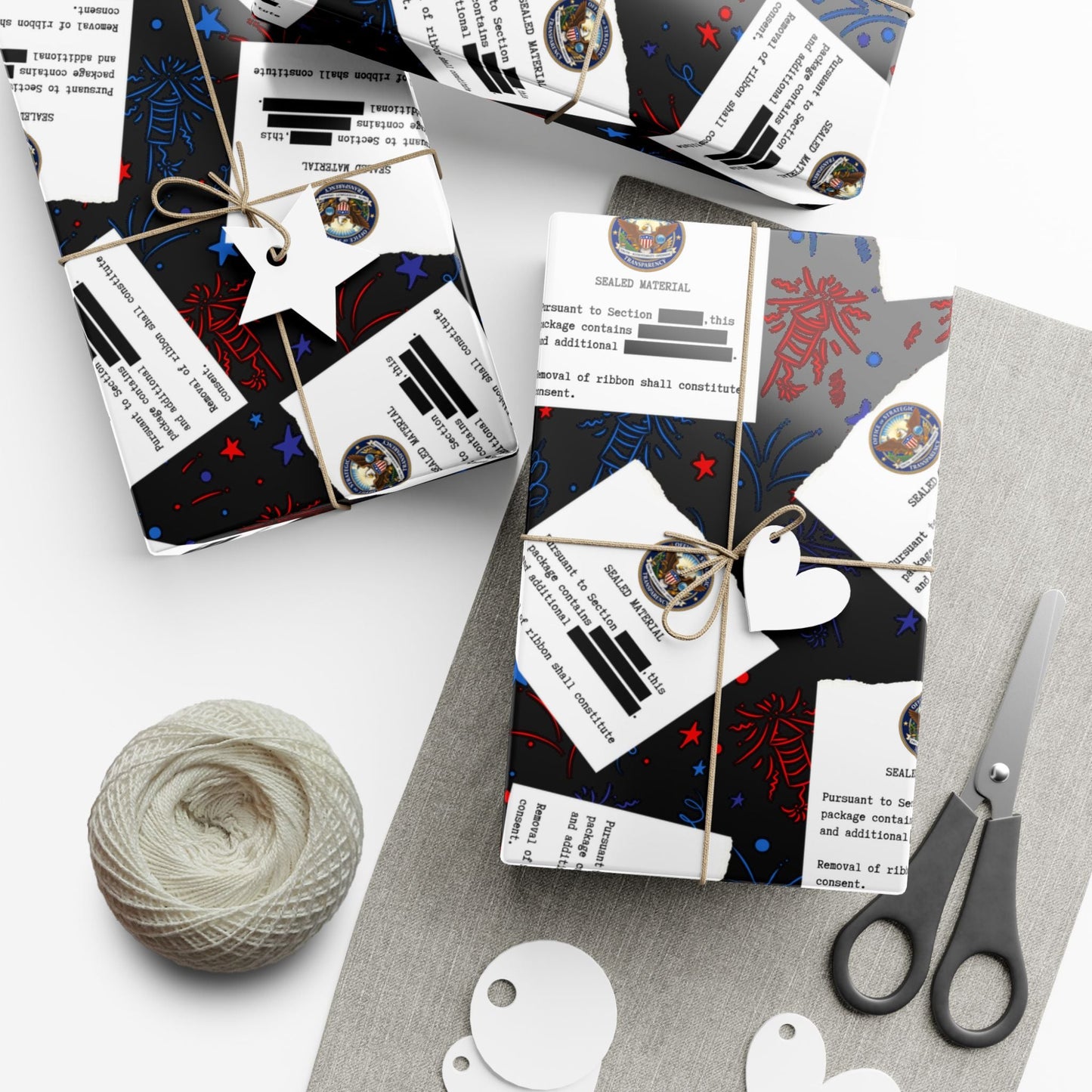 Papel de Regalo de Celebración Clasificado – Diseño de Fuegos Artificiales Patrióticos