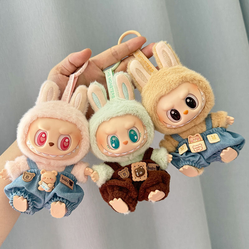 [Clothes Only] 1st/2nd generation Labubu clothes pendant Labubu sitting party baby clothes teddy bear suspenders cute pants - Korvel