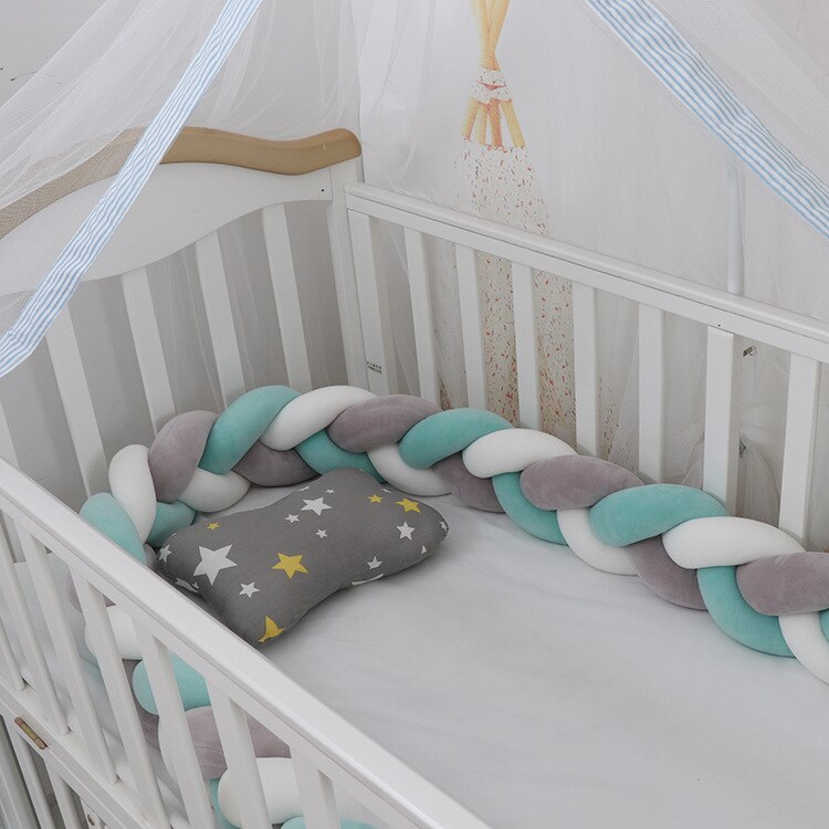 Coussin de Bumper de Lit Braid Knot pour Bébé de 100 cm Premium