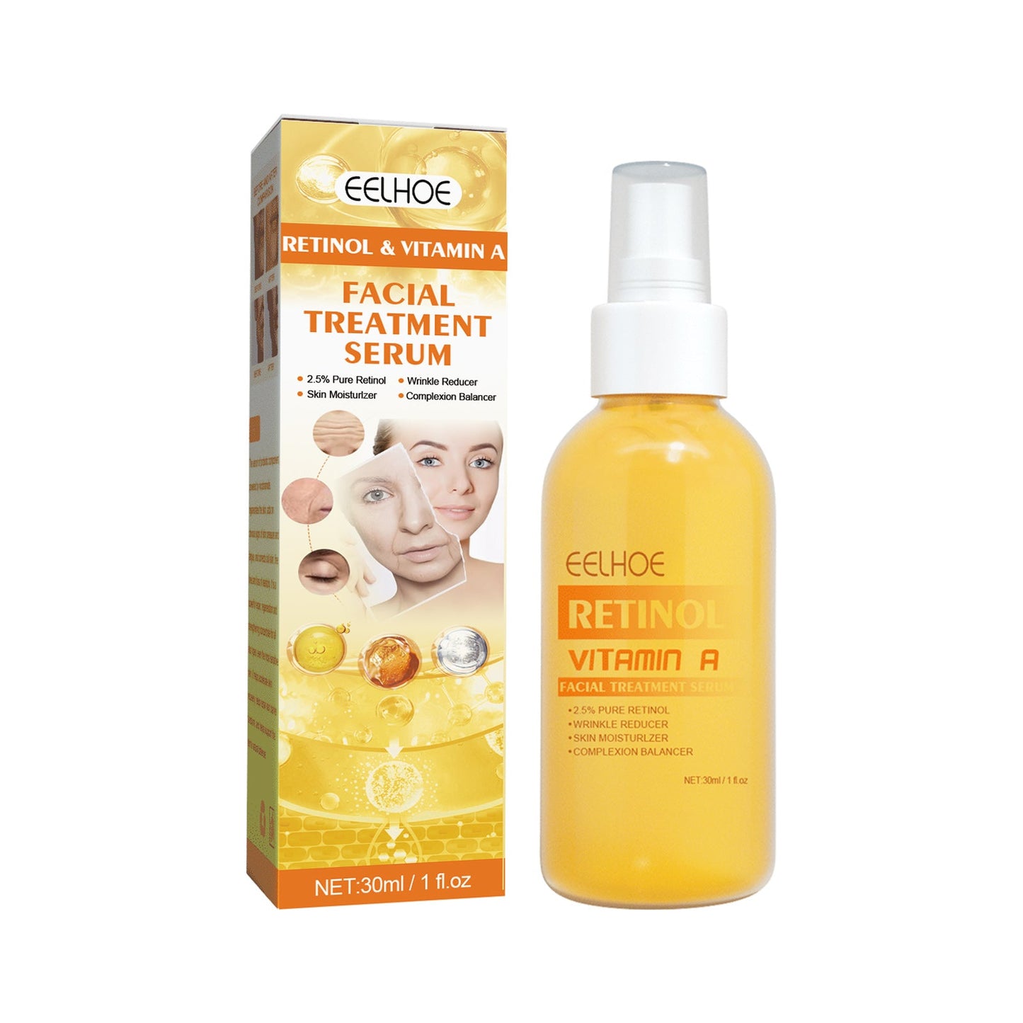 Retinol Anti Wrinkle Essence Spray, Shrinks And Tightens Pores, Brightens Skin, And Reduces Lines Spray - Korvel