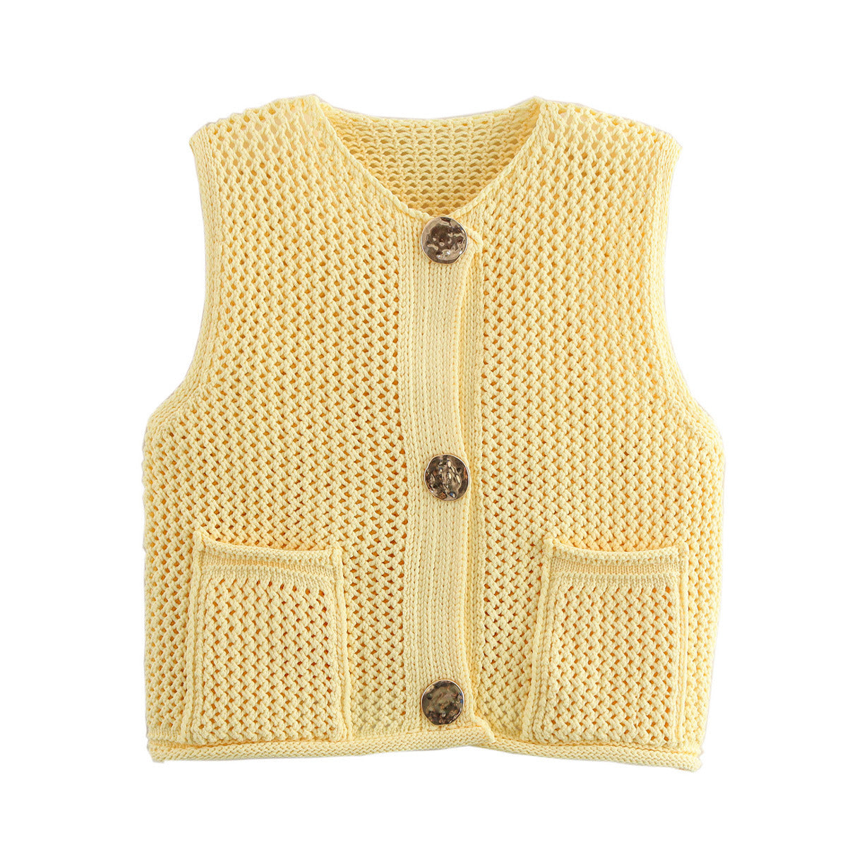 Versatile Crochet Hollow Vest in Solid Colors