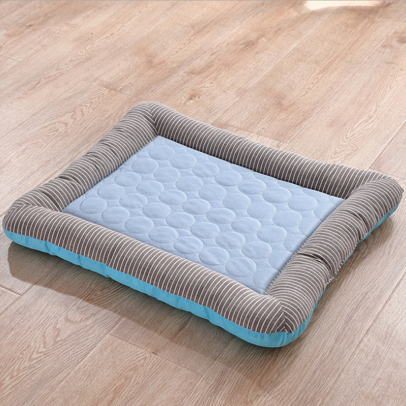 Cooling pet mats for dogs & cats (puppies/kittens): ice silk, breathable, soft summer pads in pink/blue. - Korvel