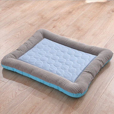 Cooling pet mats for dogs & cats (puppies/kittens): ice silk, breathable, soft summer pads in pink/blue. - Korvel