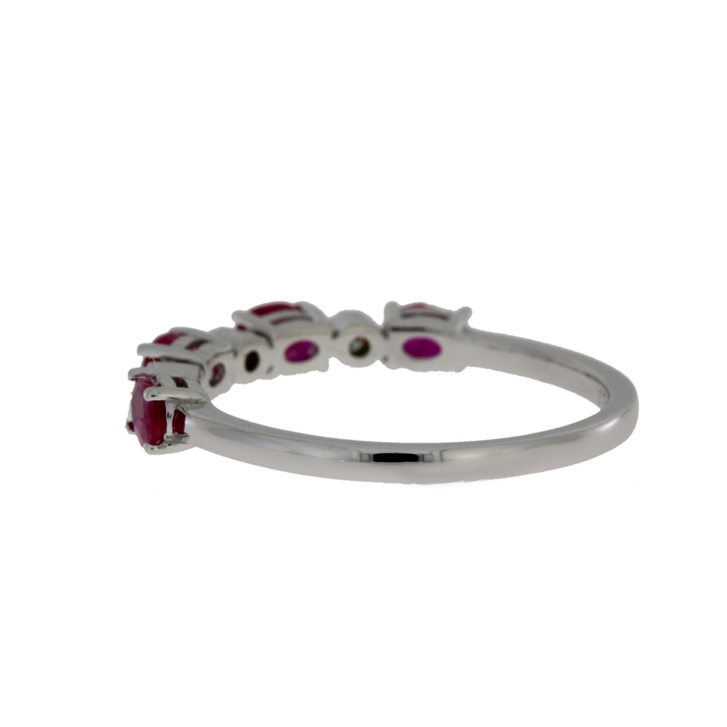 1.08ct Ruby Diamond Fashion Band Ring in 14KT White Gold