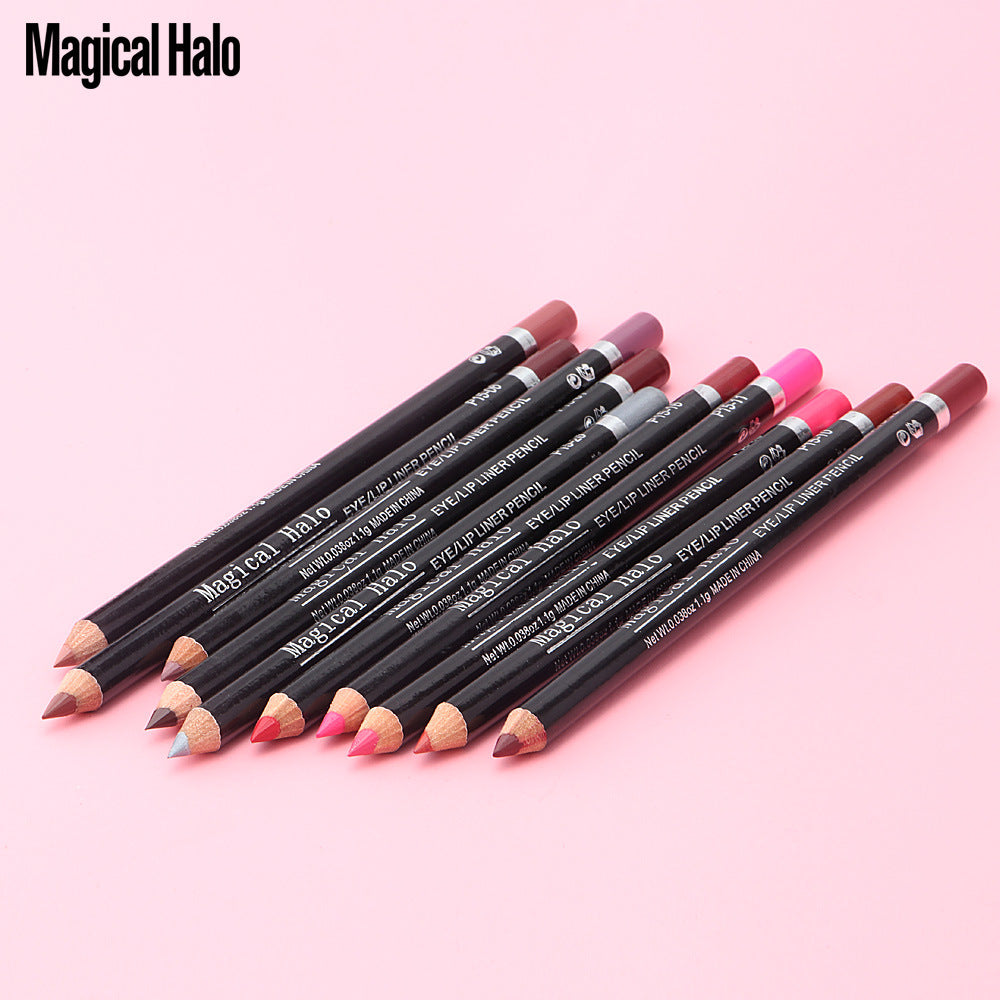 Magical Halo Easy To Color Lip Liner / Eyeliner 10 Colors Waterproof Lip Pencil That Lasts Makeup And Does Not Fade - Korvel