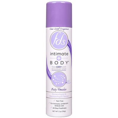 FDS Feminine Deodorant Spray - Baby Powder Scent, 2 Oz
