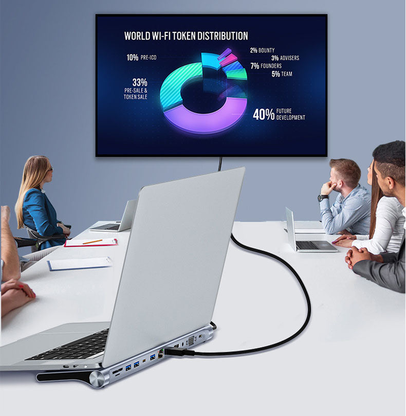 Dual HDMI docking station 12 in 1 high-definition MST USB HUB multi screen display type-c docking station - Korvel