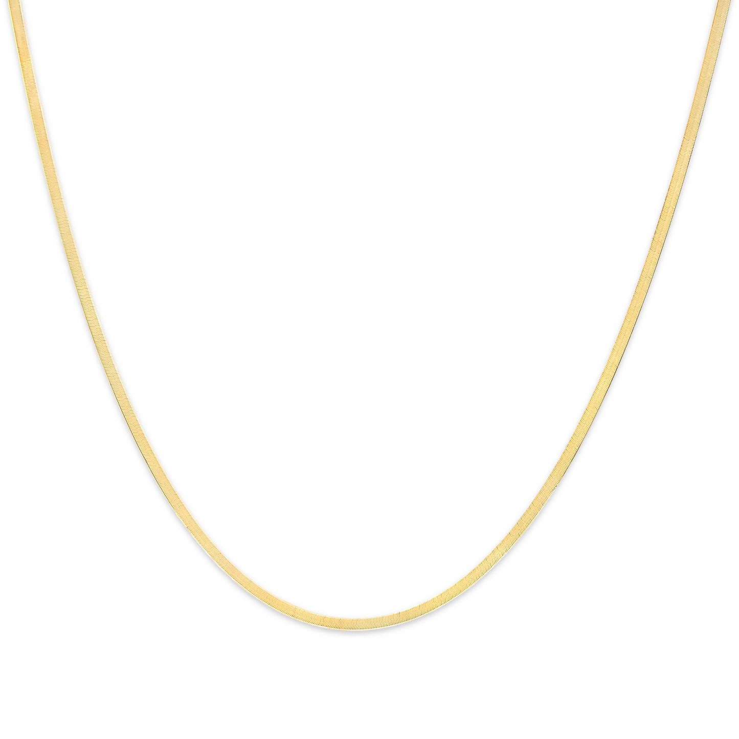 Unisex Solid 14K Yellow Gold Herringbone Chain Necklace - 18"