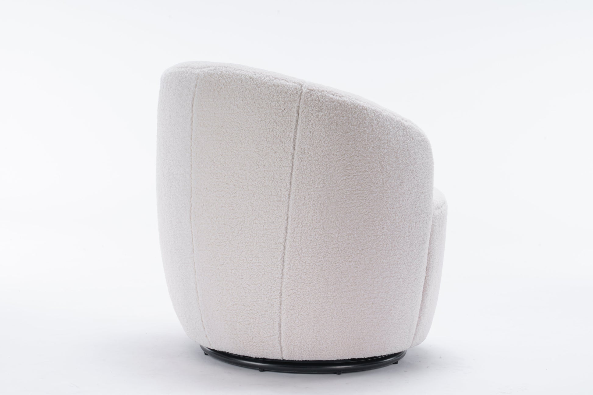 Teddy Fabric Swivel Accent Armchair Barrel Chair With Black Powder Coating Metal Ring Ivory White - Korvel