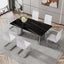 Modern minimalist dining table The black imitation marble glass desktop is equipped with silver metal legs - Korvel