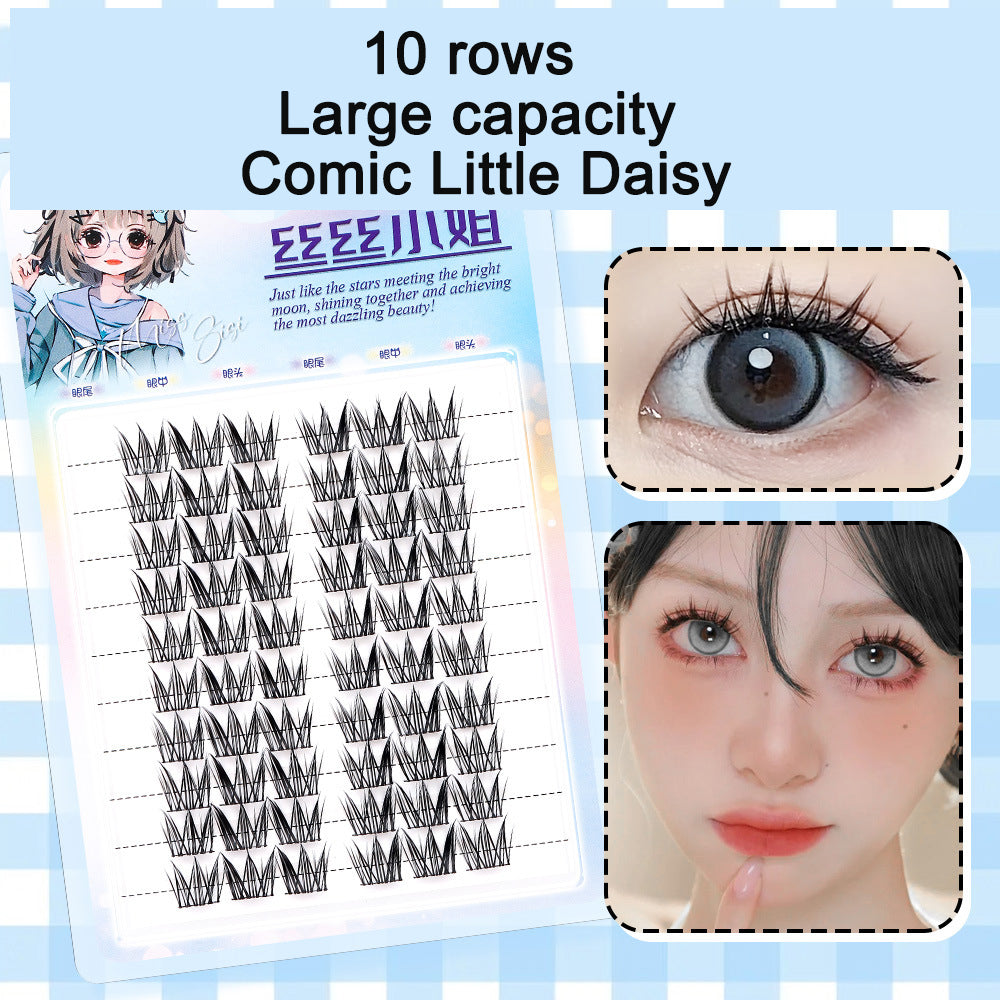 Sunflower Comics Pure Desire Eyelash Simulation Natural Thickening Large Segmented Trilogy False Eyelash Laziness - Korvel