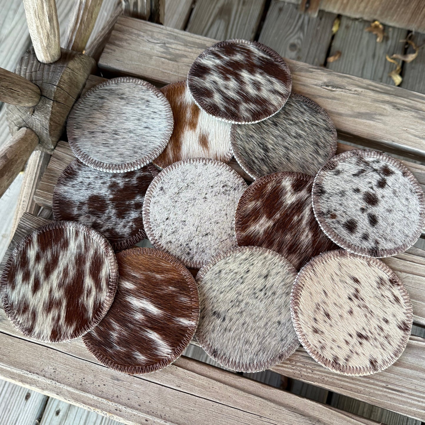Rustic Cowhide Coaster Collection - Korvel