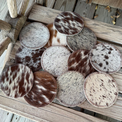Rustic Cowhide Coaster Collection - Korvel