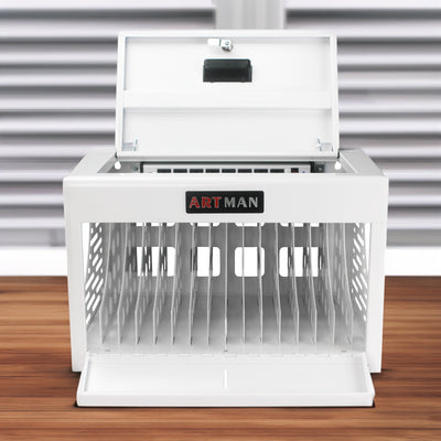 16 Bay Locking Charging Cabinet for Laptops and Chromebooks - White