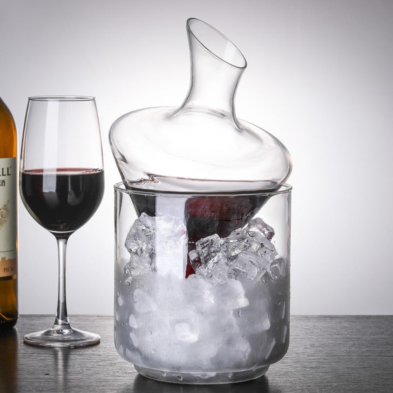 1000ml with Ice Bucket Decanter Lead-Free Crystal Glass Whiskey Vodka Brandy Bottle Bar Festival Hip Flask Wine Set - Korvel