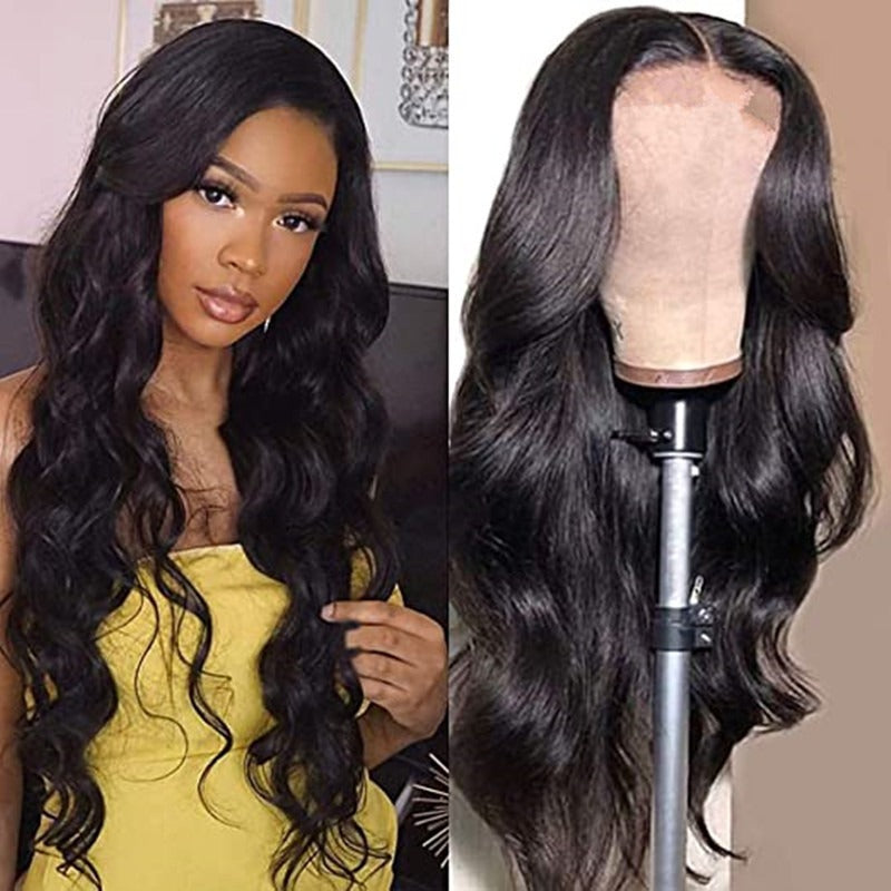 Wig for women European and American medium-parted long curly hair African black large wave chemical fiber full headgear wig - Korvel