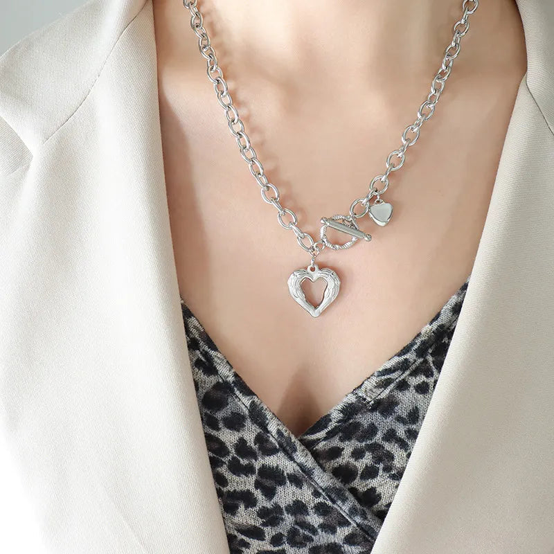 Collar de Pendiente de Corazón de Acero de Titanio