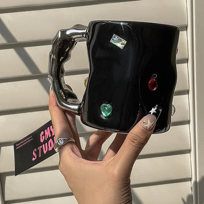 Luxury Cup Make Undefined Cup Gem Cup Spice Girl Style Gem Mug Ceramic Water Cup Small Original Coffee Mug Cup for Lovers - Korvel