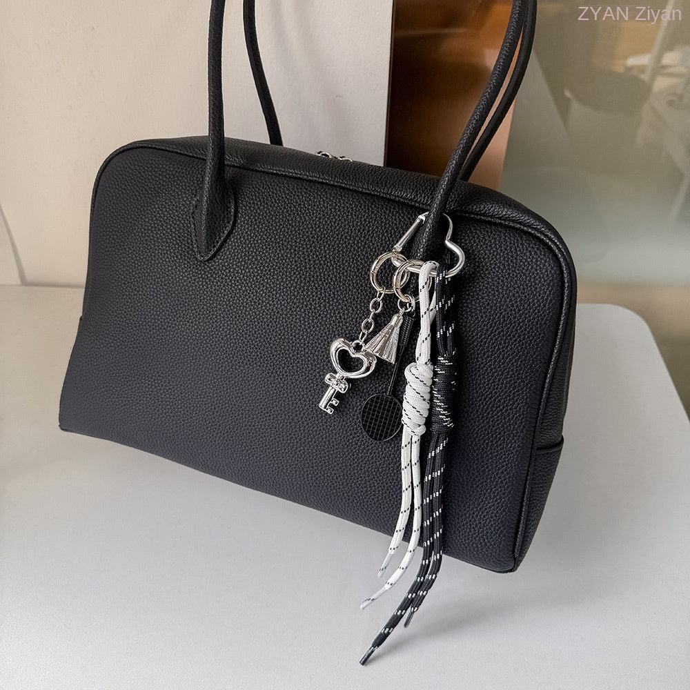 Miu Style Bag Charm Couple Edition Billiard Black 8 Decorative Chain Korean INS Alloy Badminton Climbing Keychain - Korvel