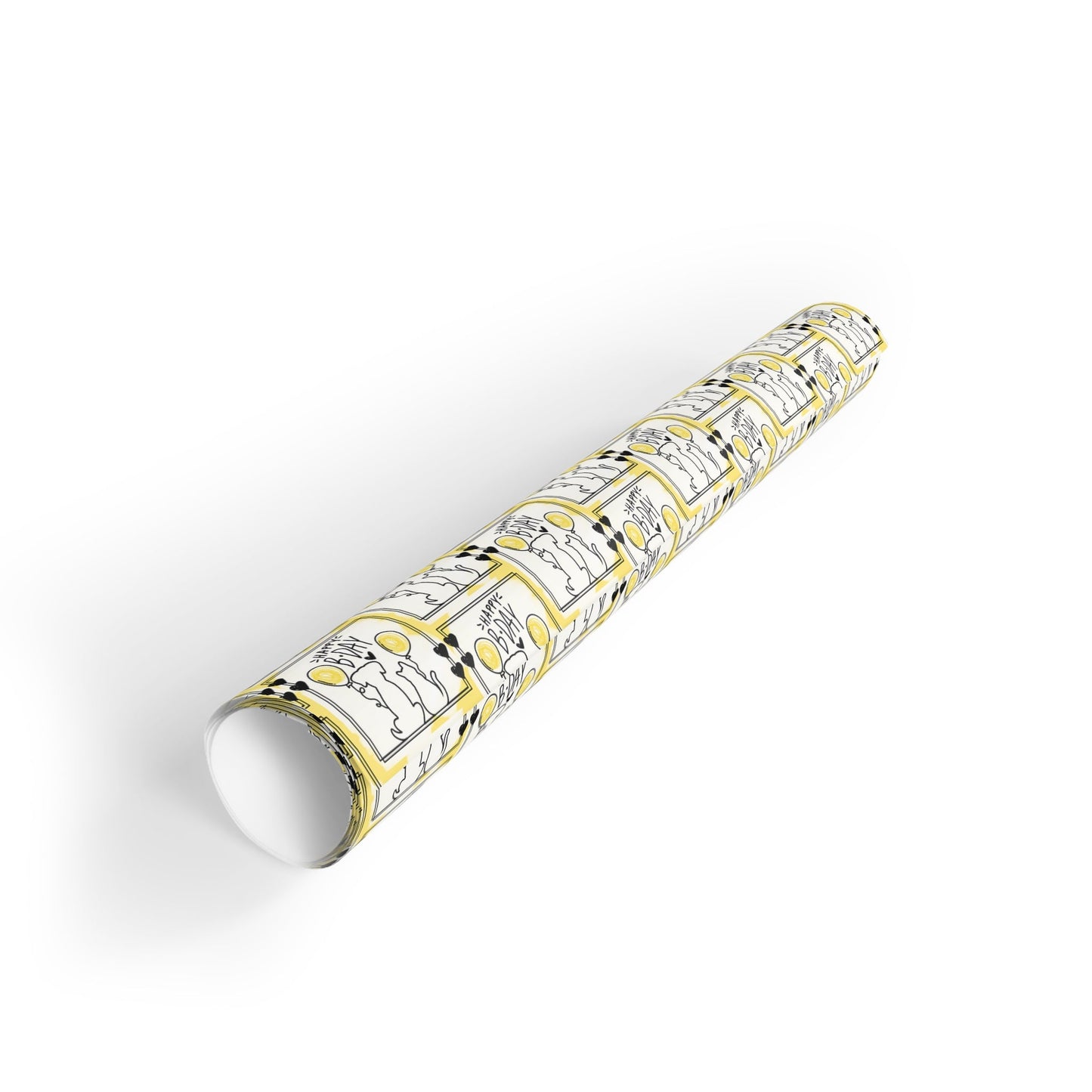 Vibrant Dog & Cat Birthday Gift Wrap - 1 Roll in Black & Yellow - Korvel