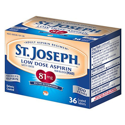 St. Joseph Low Dose Aspirin 81mg - 36 Coated Tablets