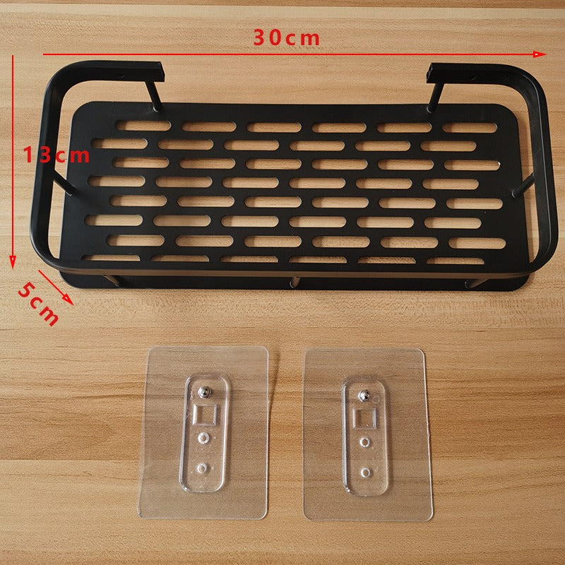 Minimalist bathroom black aluminum alloy triangular rectangular non perforated bathroom storage corner shelf - Korvel
