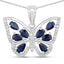 Pendentif en saphir bleu véritable de 1,67 carat et zircon blanc en argent sterling