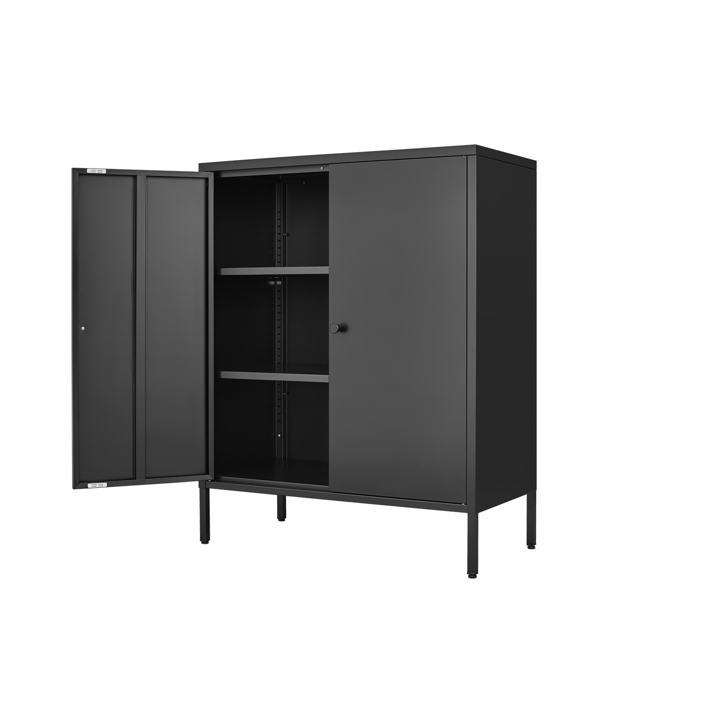 Elegant Black Kitchen Buffet Server Table with Doors