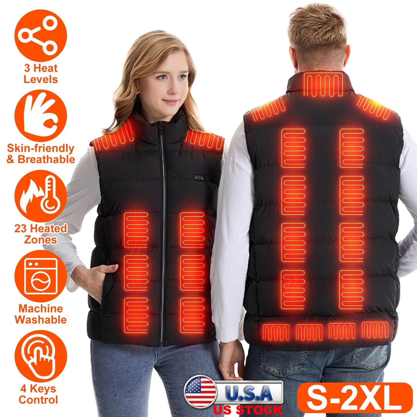 Chaleco Térmico Premium para Hombres y Mujeres - 23 Zonas de Calor