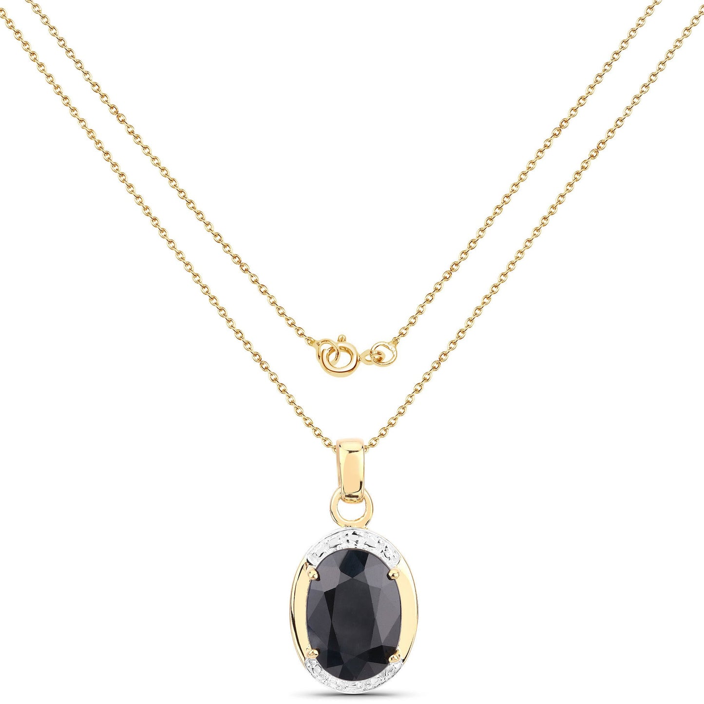 Colgante de Zafiro Negro Genuino de 7.50 Quilates en Plata de Ley